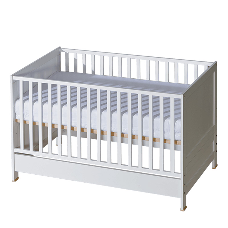 Babybett Basic 140x70 weiss mit Rausfallschutz wandelbar in Kinderbett mitwachsend 2-in-1